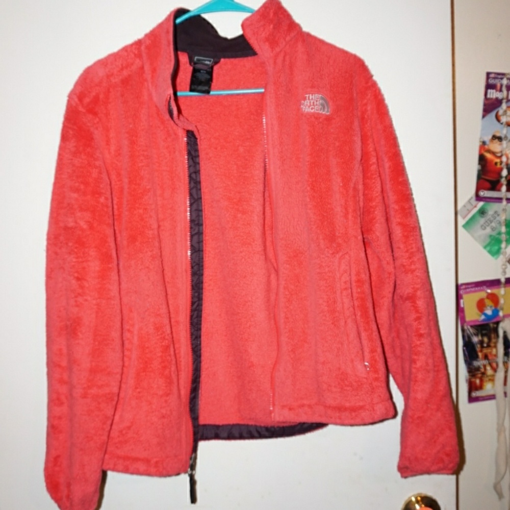 Coral and dark purple fuzzy north face!